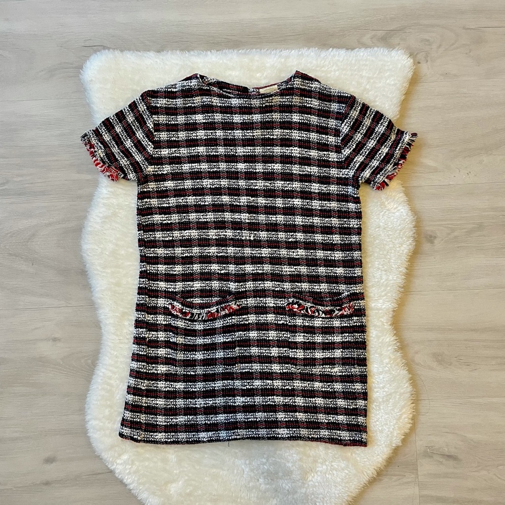 Zara Tweed Plaid Girls Dress
